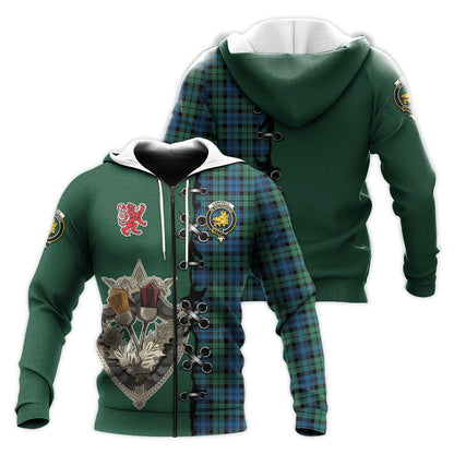 Printivon Campbell Ancient 02 Tartan Hoodie Lion Rampant And Celtic Thistle Style
