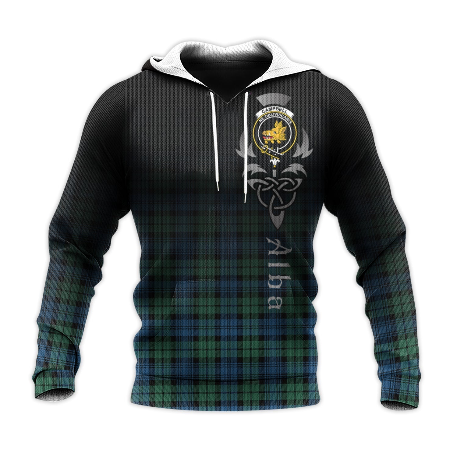 Printivon Campbell Ancient 02 Tartan Crest Alba Celtic Hoodie