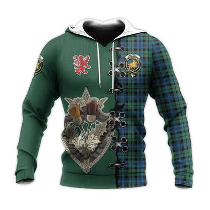 Printivon Campbell Ancient 02 Tartan Hoodie Lion Rampant And Celtic Thistle Style