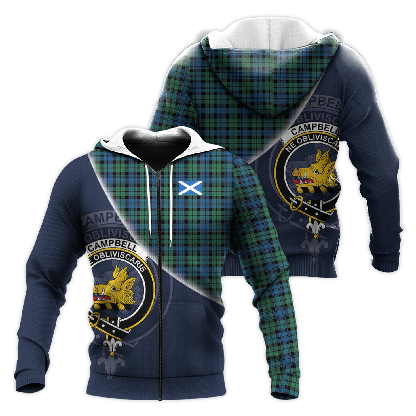 Printivon Campbell Ancient 02 Tartan Scottish Crest Hoodie