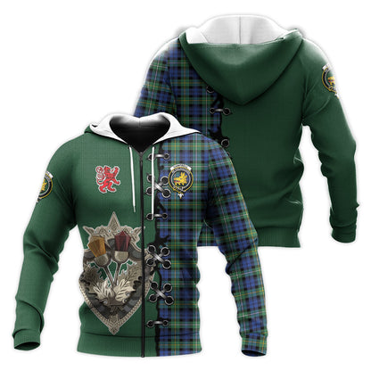 Printivon Campbell Argyll Ancient Tartan Hoodie Lion Rampant And Celtic Thistle Style