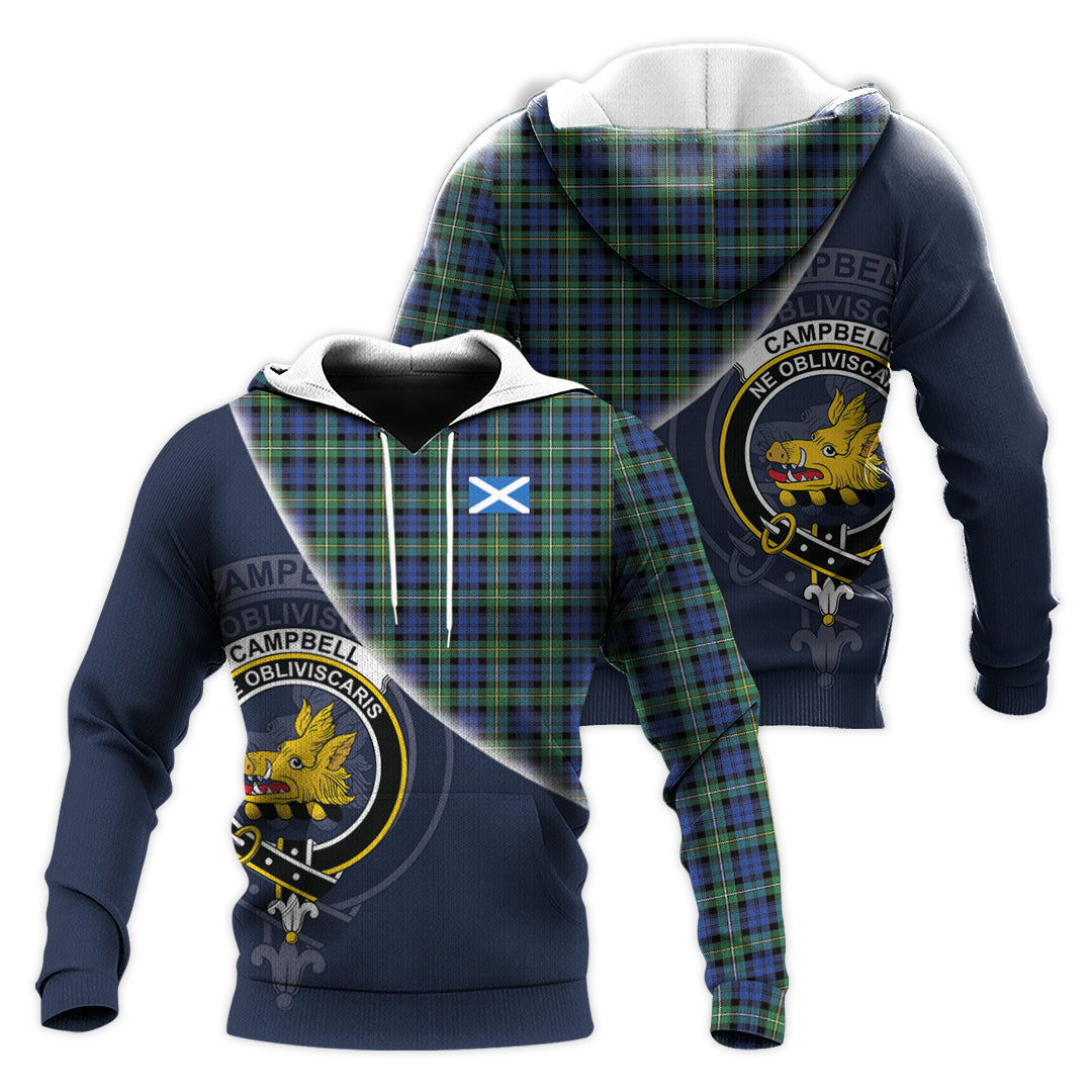 Printivon Campbell Argyll Ancient Tartan Scottish Crest Hoodie
