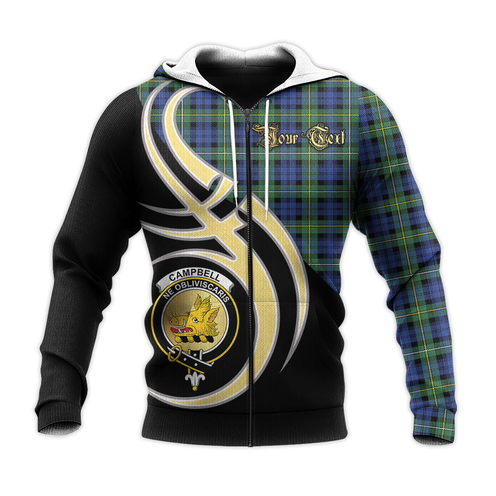 Printivon Campbell Argyll Ancient Clan Believe In Me Crest Tartan Knitted Hoodie Custom Your Text