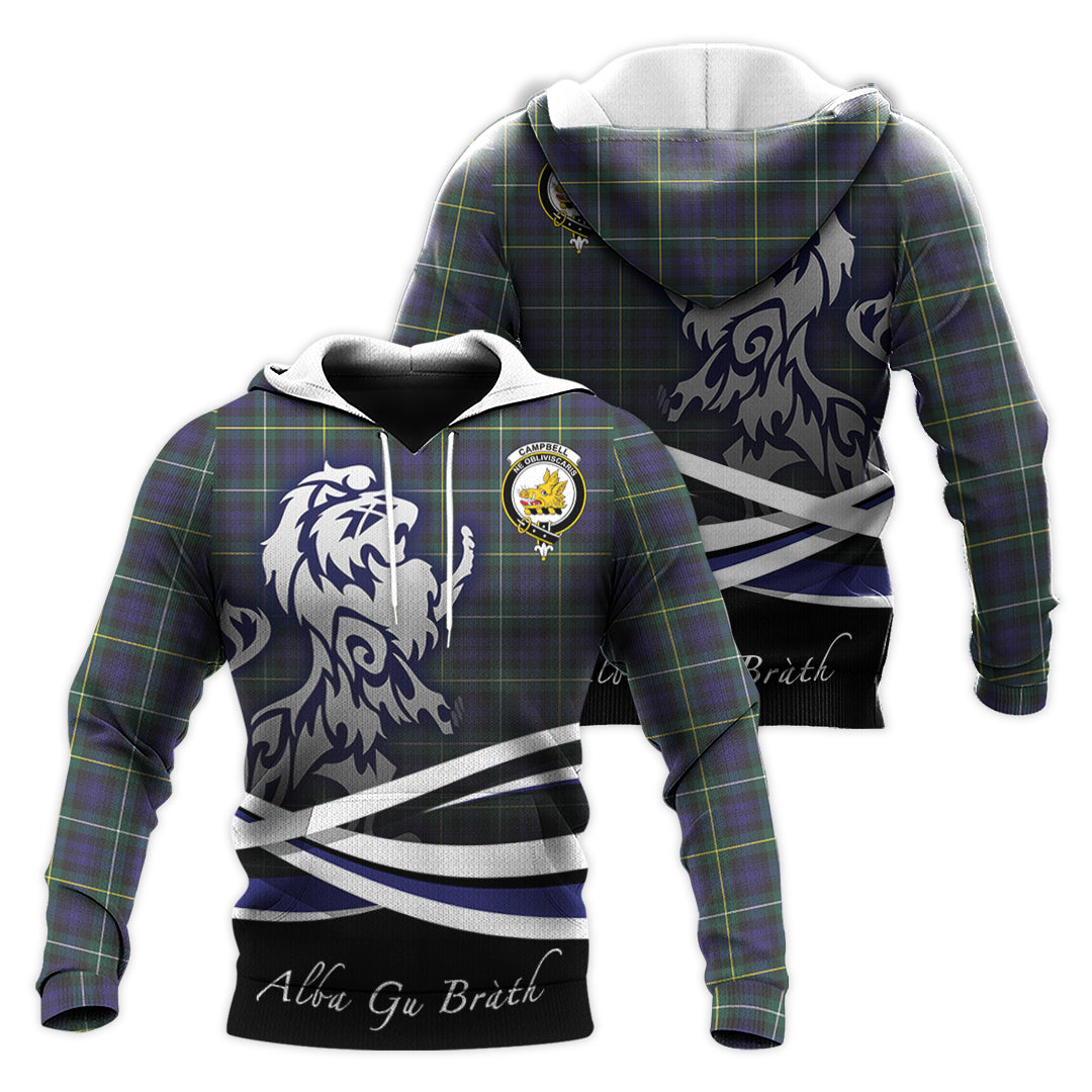 Printivon Campbell Argyll Modern Tartan Scottish Lion Hoodie