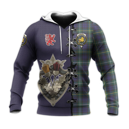 Printivon Campbell Argyll Modern Tartan Hoodie Lion Rampant And Celtic Thistle Style