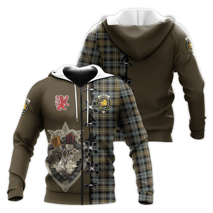 Printivon Campbell Argyll Weathered Tartan Hoodie Lion Rampant And Celtic Thistle Style