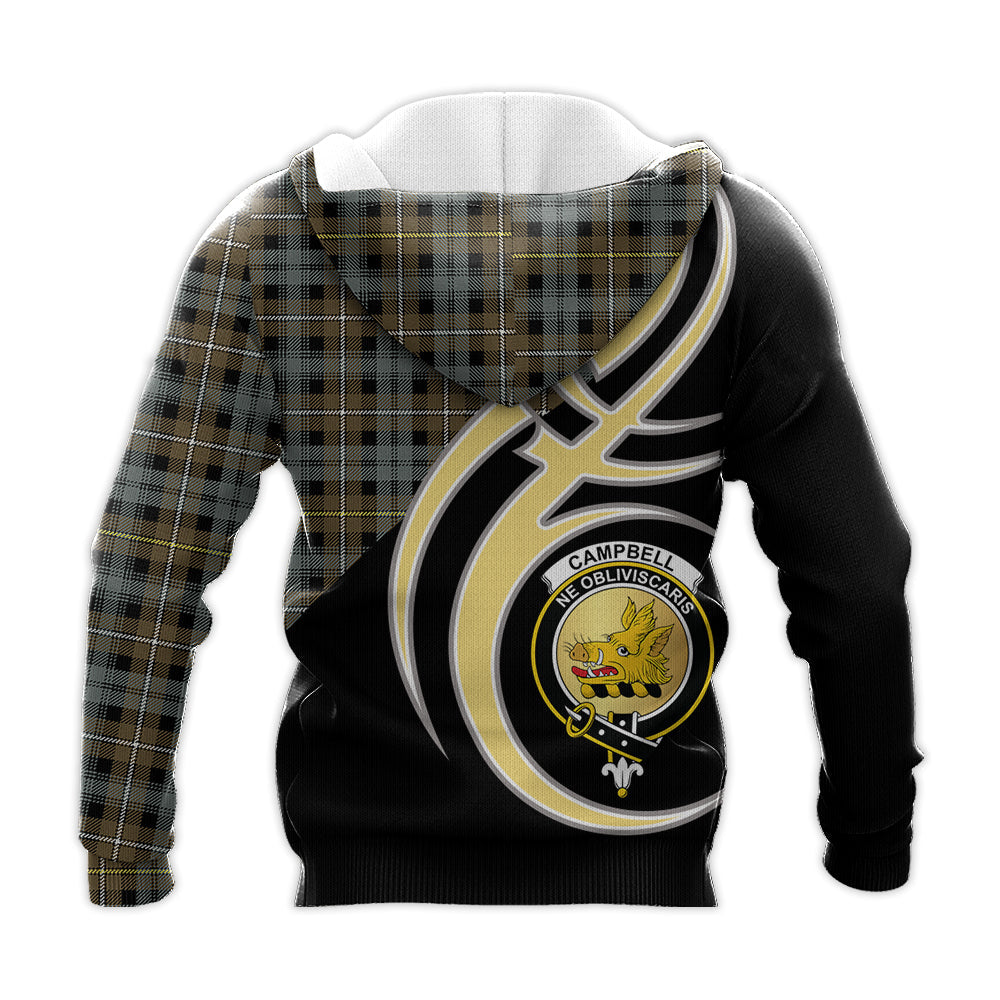 Printivon Campbell Argyll Weathered Clan Believe In Me Crest Tartan Knitted Hoodie Custom Your Text
