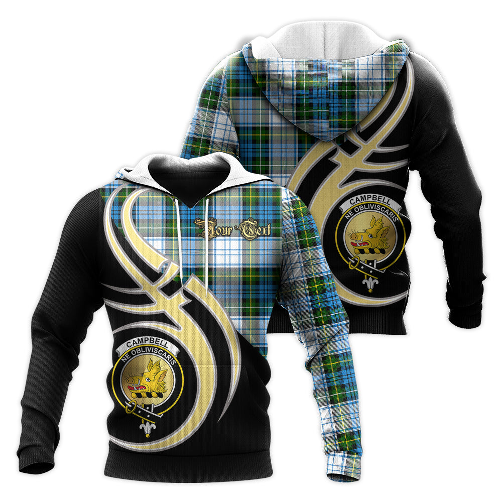 Printivon Campbell Dress Clan Believe In Me Crest Tartan Knitted Hoodie Custom Your Text