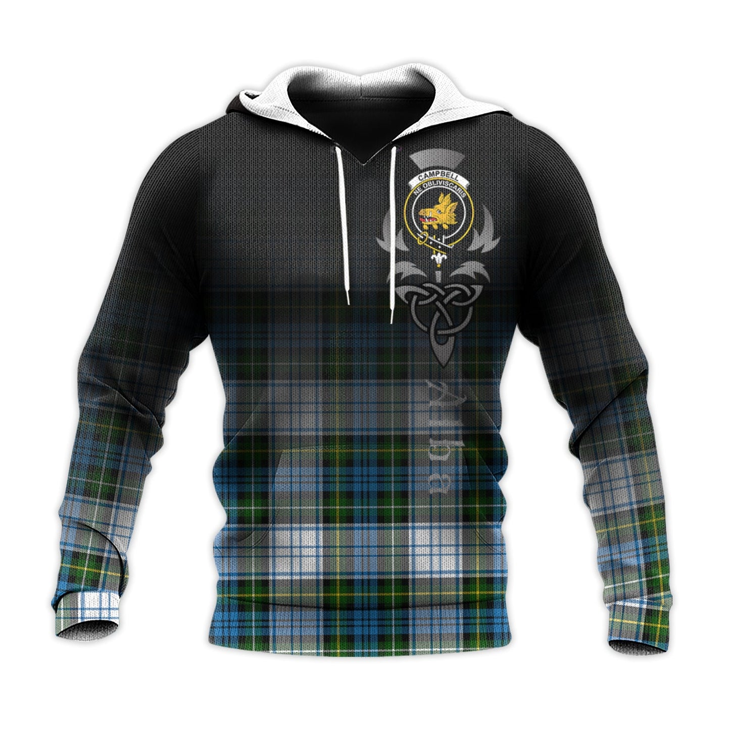Printivon Campbell Dress Tartan Crest Alba Celtic Hoodie