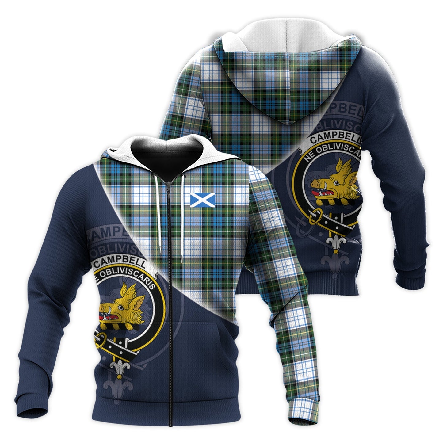 Printivon Campbell Dress Tartan Scottish Crest Hoodie