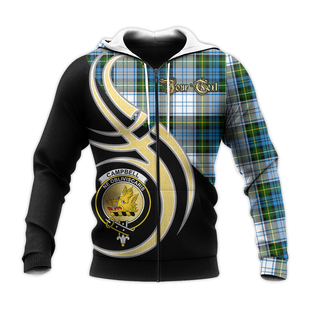 Printivon Campbell Dress Clan Believe In Me Crest Tartan Knitted Hoodie Custom Your Text
