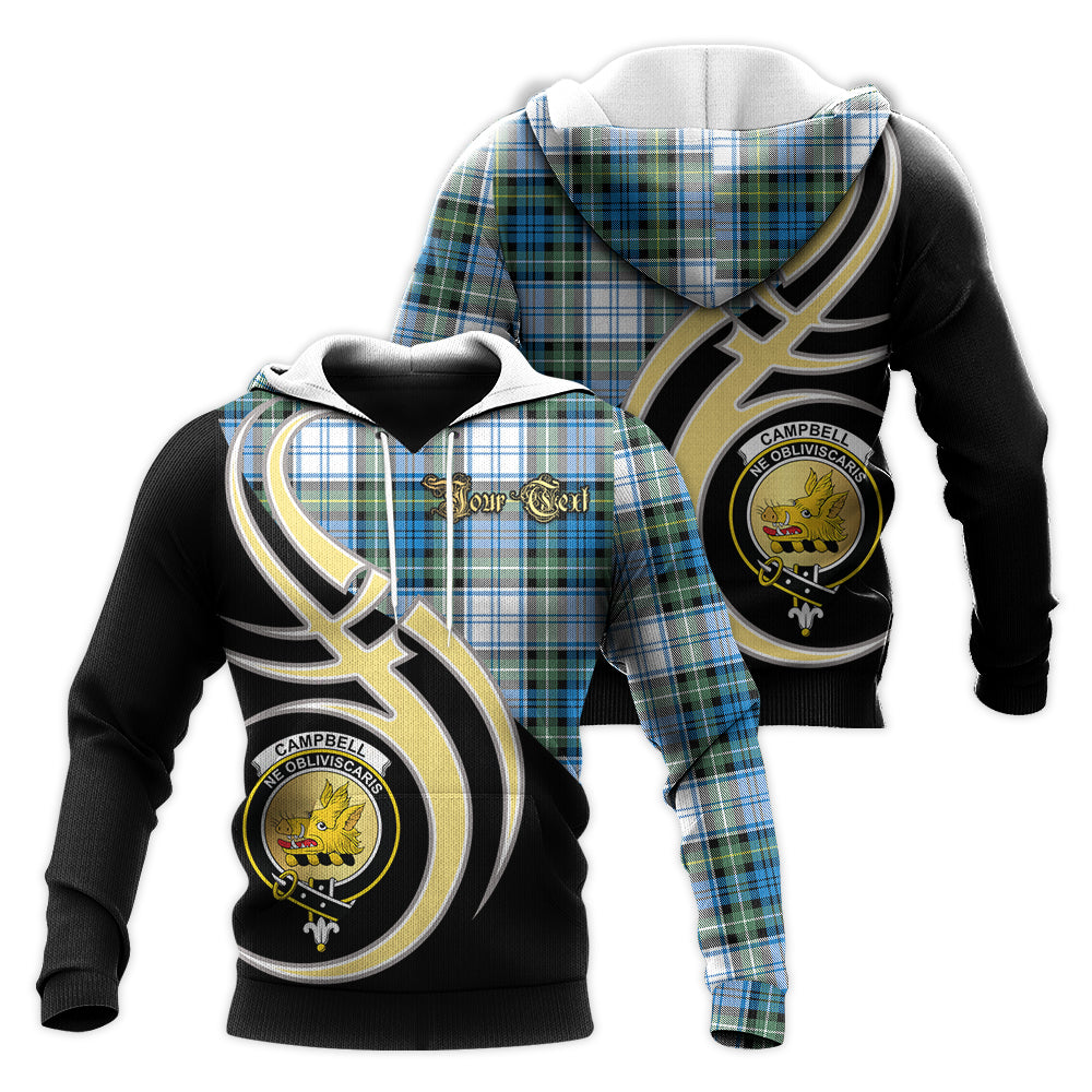 Printivon Campbell Dress Ancient Clan Believe In Me Crest Tartan Knitted Hoodie Custom Your Text