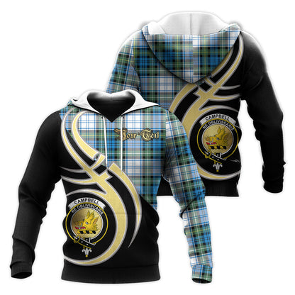 Printivon Campbell Dress Ancient Clan Believe In Me Crest Tartan Knitted Hoodie Custom Your Text