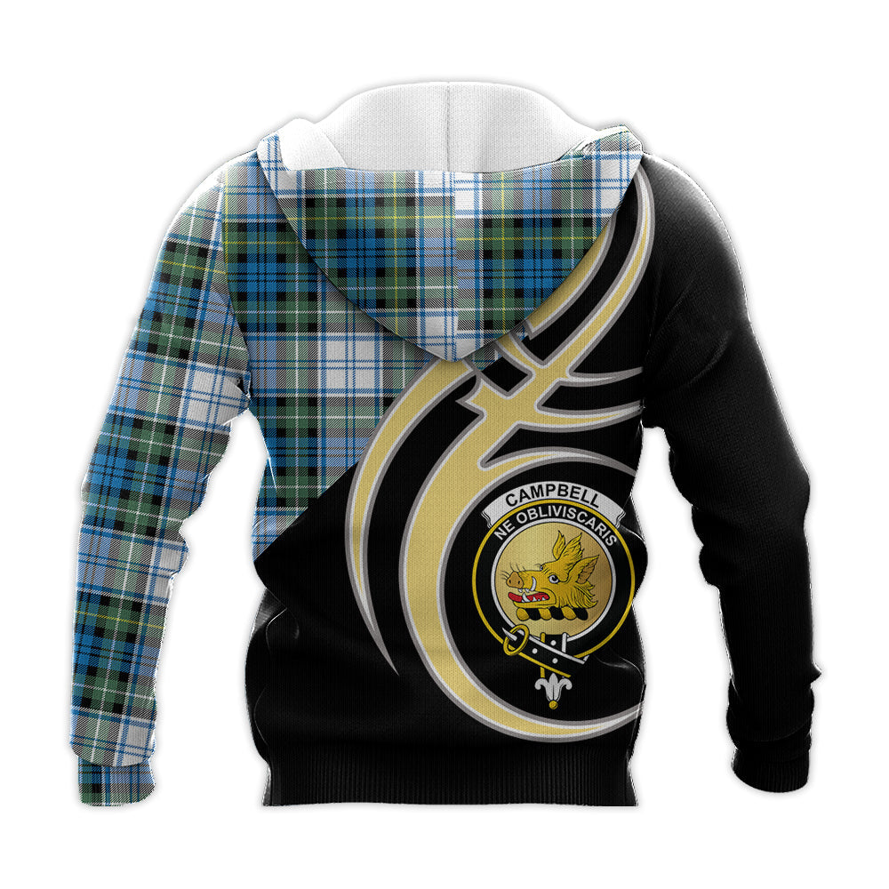 Printivon Campbell Dress Ancient Clan Believe In Me Crest Tartan Knitted Hoodie Custom Your Text