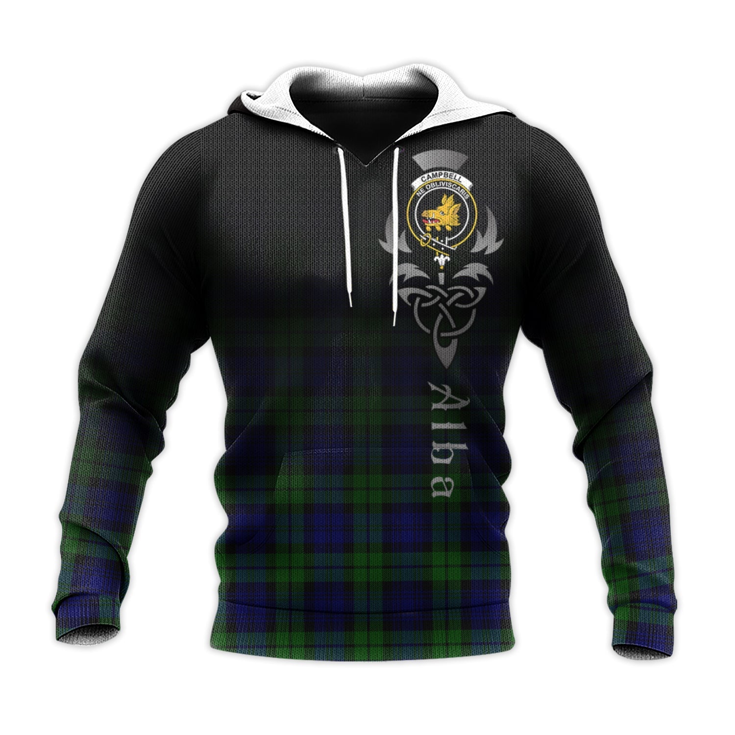 Printivon Campbell Modern Tartan Crest Alba Celtic Hoodie