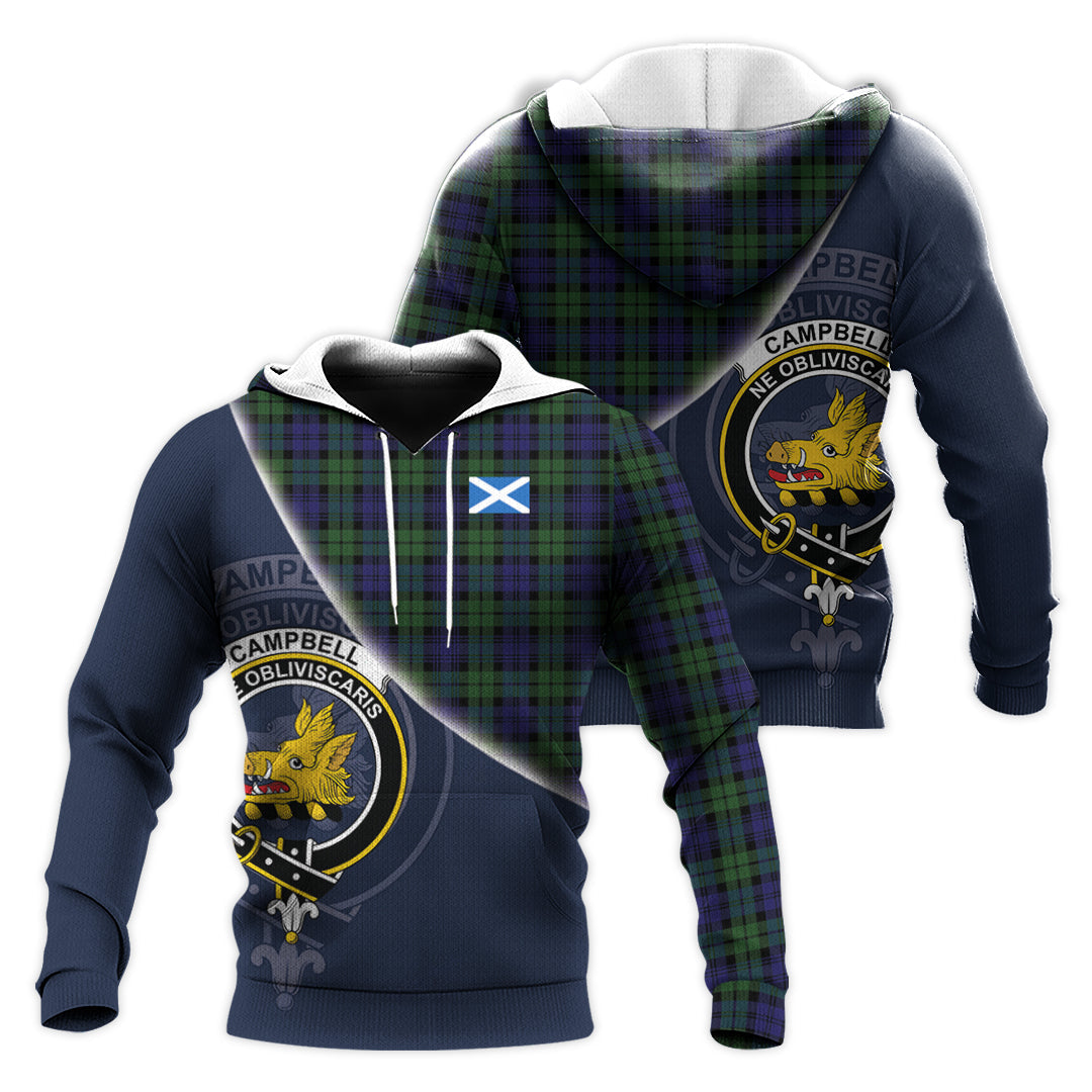 Printivon Campbell Modern Tartan Scottish Crest Hoodie