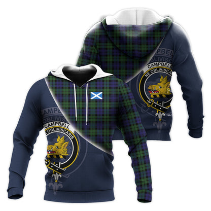 Printivon Campbell Modern Tartan Scottish Crest Hoodie