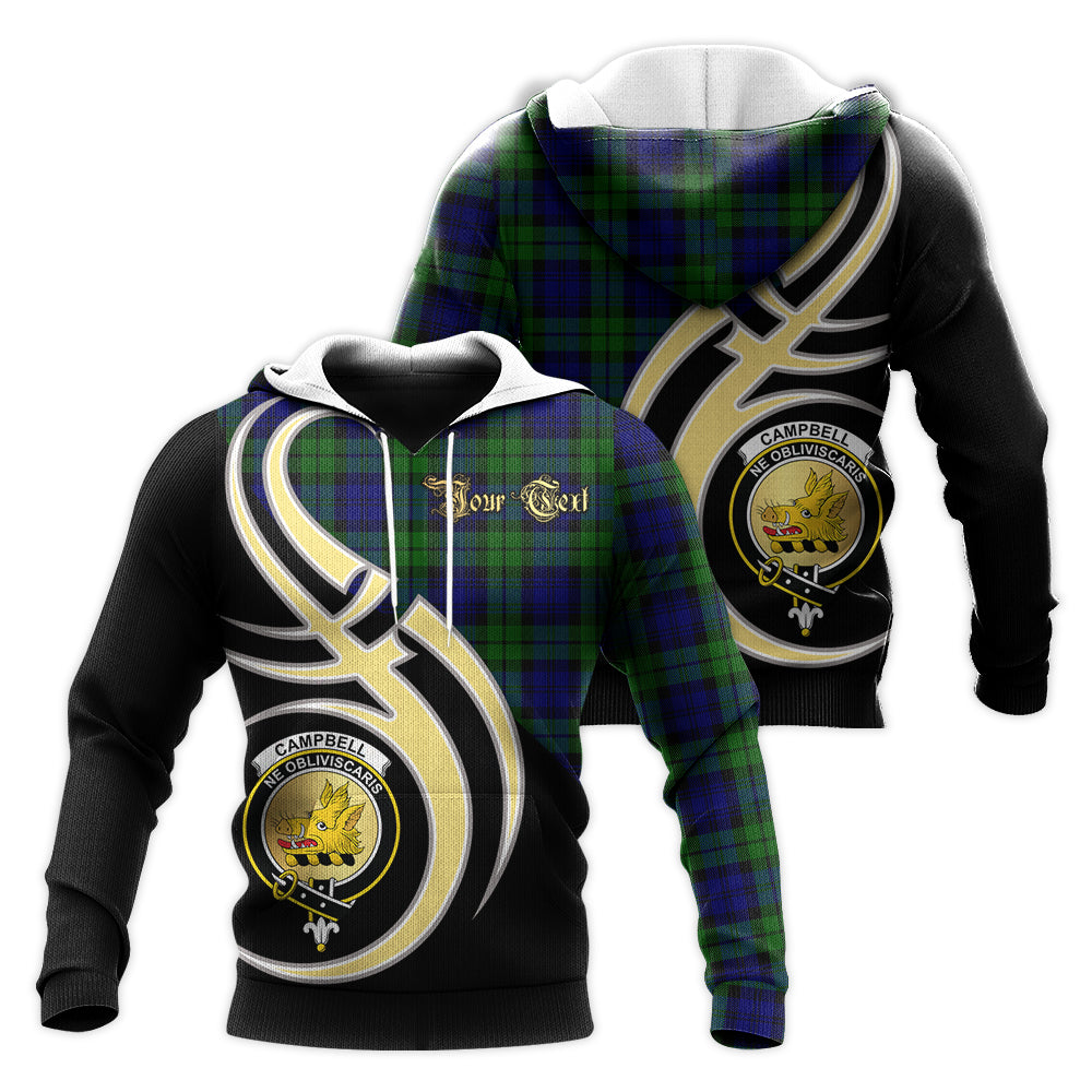 Printivon Campbell Modern Clan Believe In Me Crest Tartan Knitted Hoodie Custom Your Text