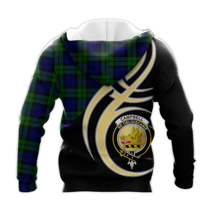 Printivon Campbell Modern Clan Believe In Me Crest Tartan Knitted Hoodie Custom Your Text