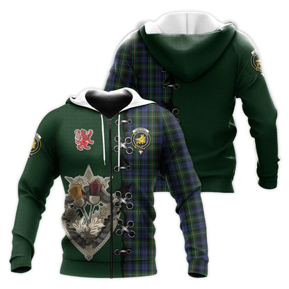 Printivon Campbell Of Argyll 01 Tartan Hoodie Lion Rampant And Celtic Thistle Style