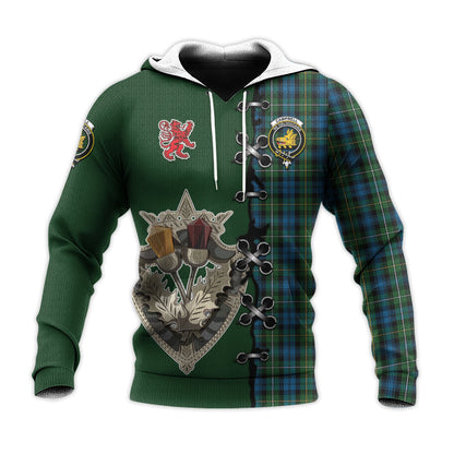Printivon Campbell Of Argyll 02 Tartan Hoodie Lion Rampant And Celtic Thistle Style