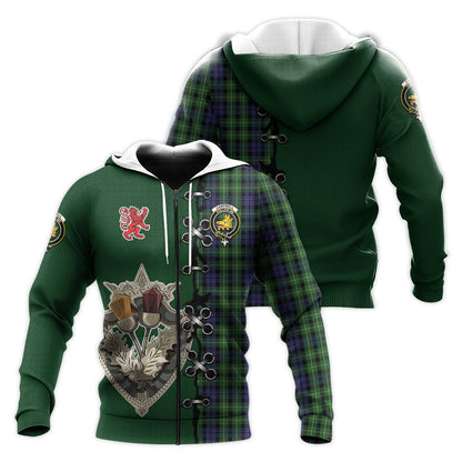 Printivon Campbell Of Breadalbane Tartan Hoodie Lion Rampant And Celtic Thistle Style