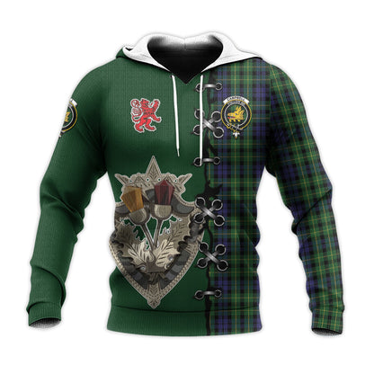 Printivon Campbell Of Breadalbane Tartan Hoodie Lion Rampant And Celtic Thistle Style