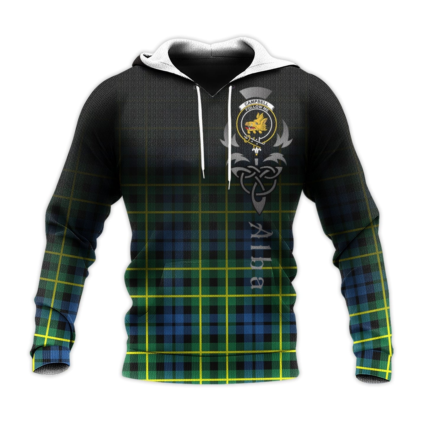 Printivon Campbell Of Breadalbane Ancient Tartan Crest Alba Celtic Hoodie