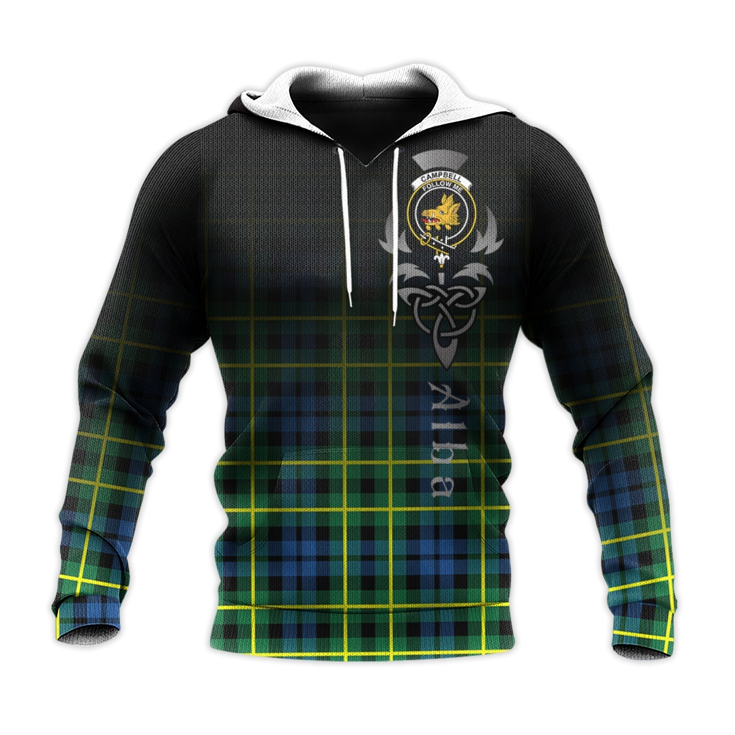 Printivon Campbell Of Breadalbane Ancient Tartan Crest Alba Celtic Hoodie
