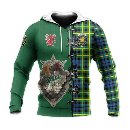 Printivon Campbell Of Breadalbane Ancient Tartan Hoodie Lion Rampant And Celtic Thistle Style