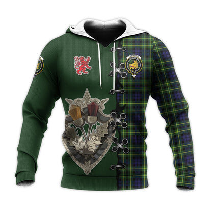 Printivon Campbell Of Breadalbane Modern Tartan Hoodie Lion Rampant And Celtic Thistle Style