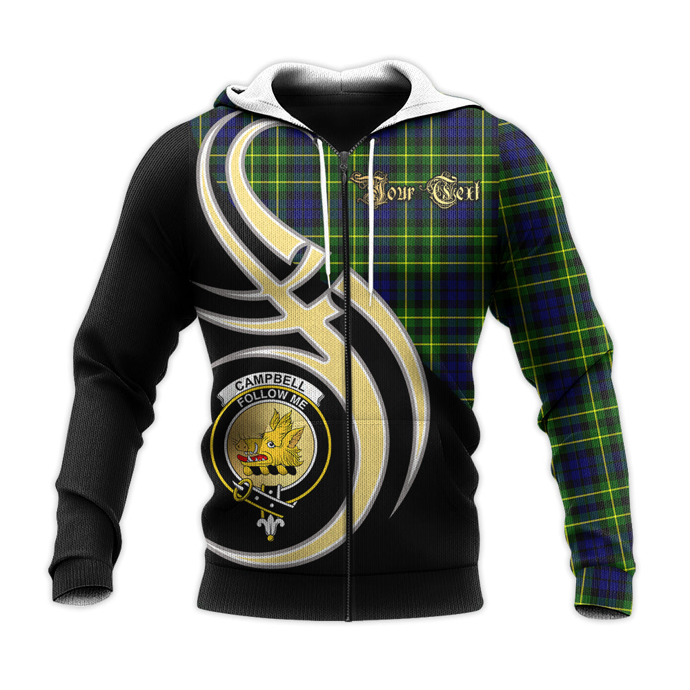 Printivon Campbell Of Breadalbane Modern Clan Believe In Me Crest Tartan Knitted Hoodie Custom Your Text