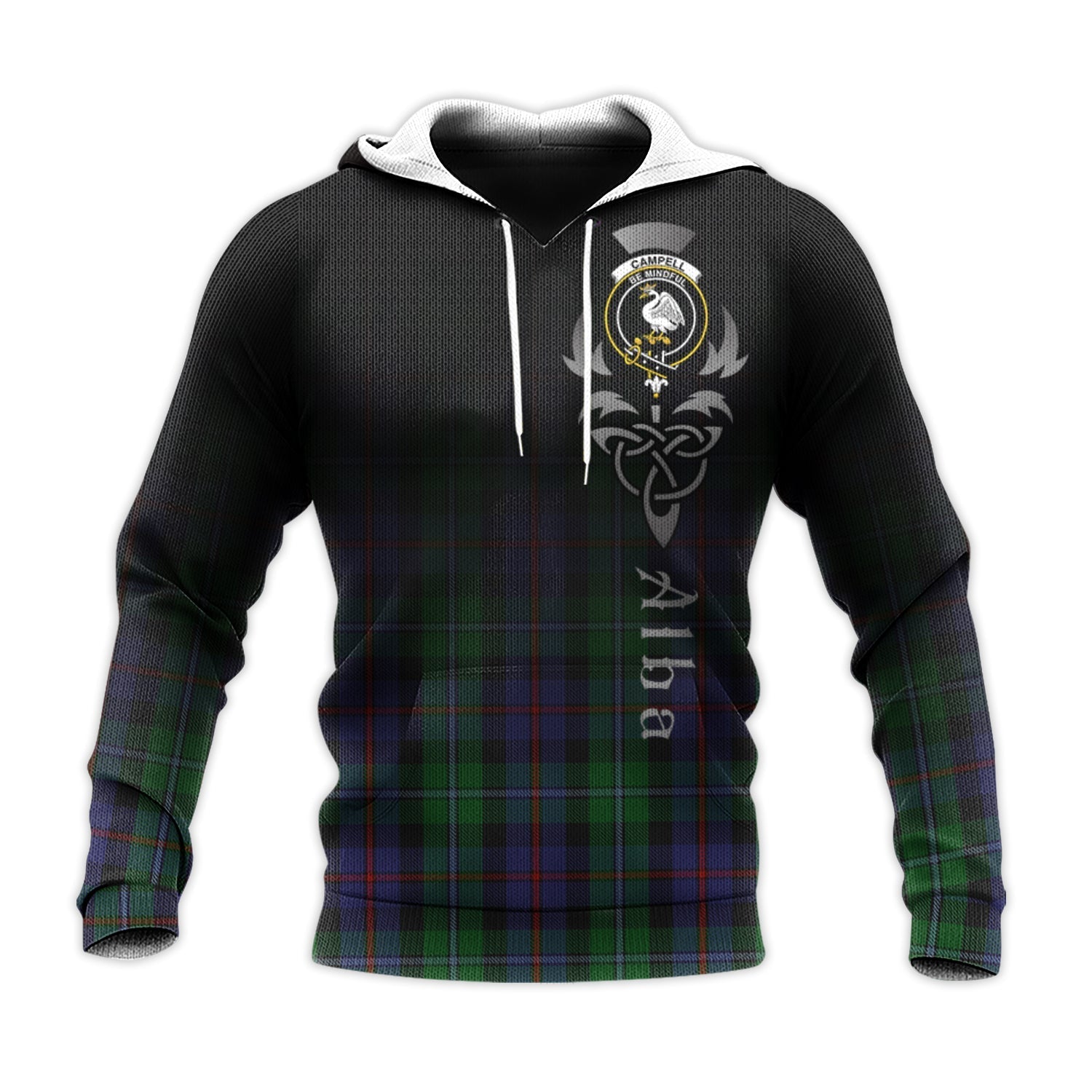 Printivon Campbell Of Cawdor Tartan Crest Alba Celtic Hoodie