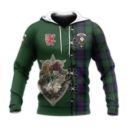 Printivon Campbell Of Cawdor Tartan Hoodie Lion Rampant And Celtic Thistle Style