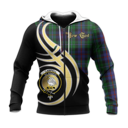 Printivon Campbell Of Cawdor Clan Believe In Me Crest Tartan Knitted Hoodie Custom Your Text
