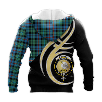 Printivon Campbell Of Cawdor Ancient Clan Believe In Me Crest Tartan Knitted Hoodie Custom Your Text