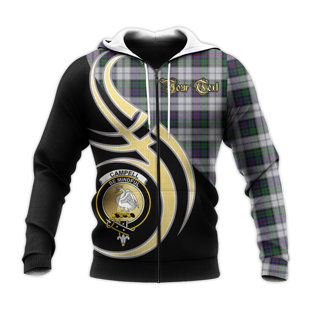 Printivon Campbell Of Cawdor Dress Clan Believe In Me Crest Tartan Knitted Hoodie Custom Your Text