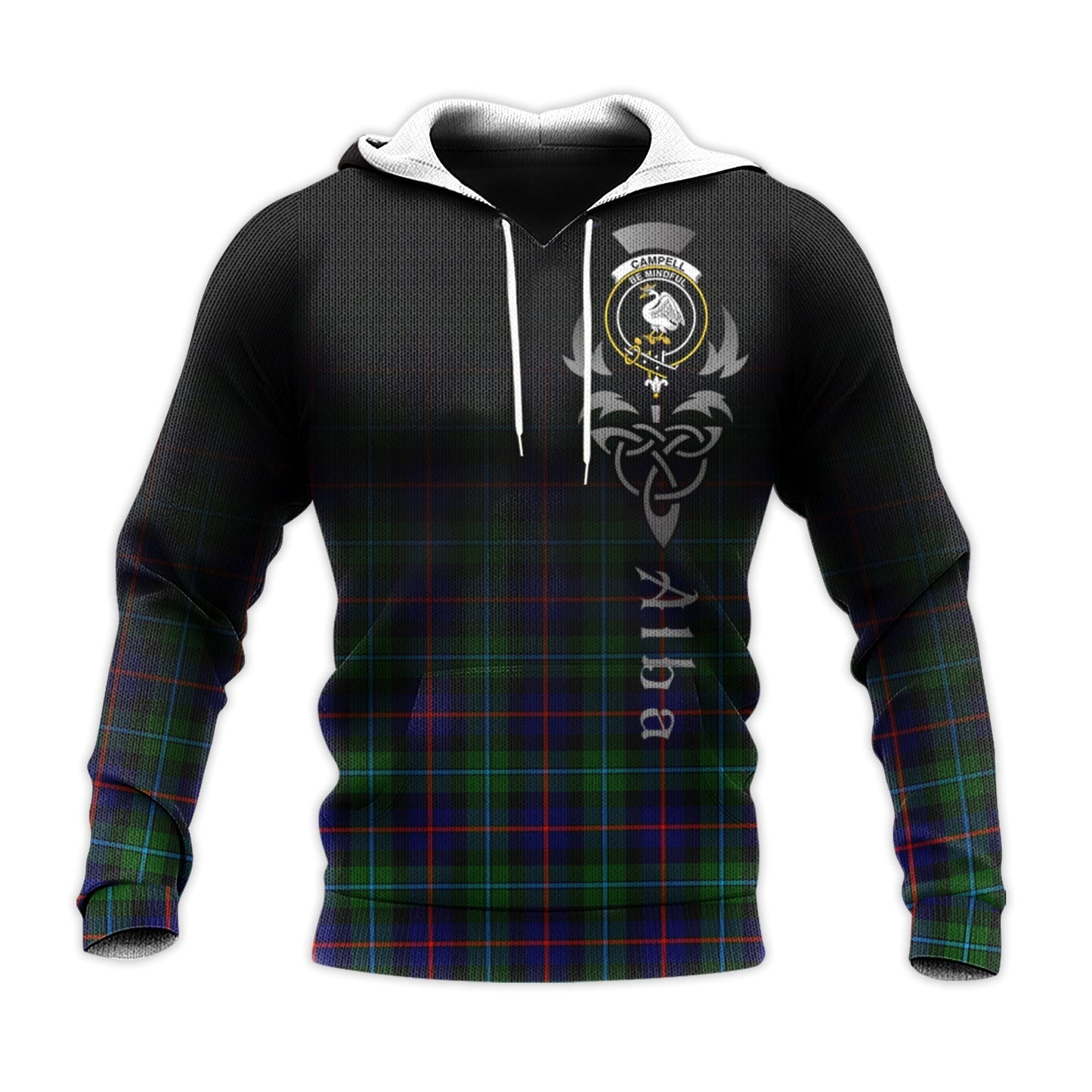 Printivon Campbell Of Cawdor Modern Tartan Crest Alba Celtic Hoodie