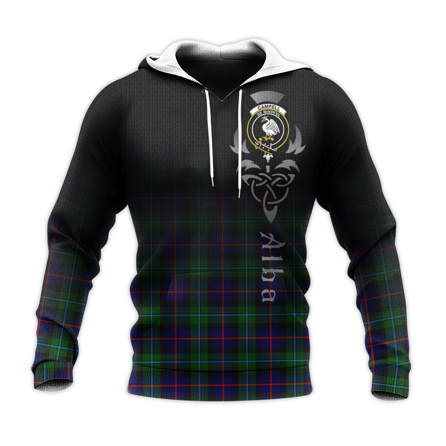 Printivon Campbell Of Cawdor Modern Tartan Crest Alba Celtic Hoodie