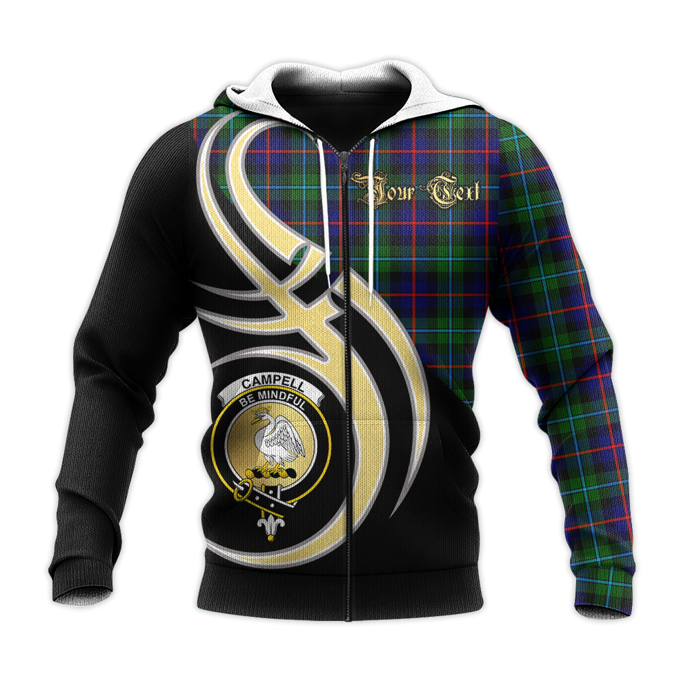 Printivon Campbell Of Cawdor Modern Clan Believe In Me Crest Tartan Knitted Hoodie Custom Your Text