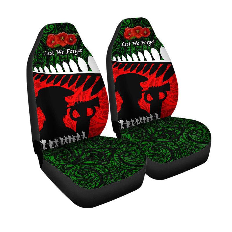 New Zealand Maori ANZAC Car Seat Cover Remembrance Soldier Green