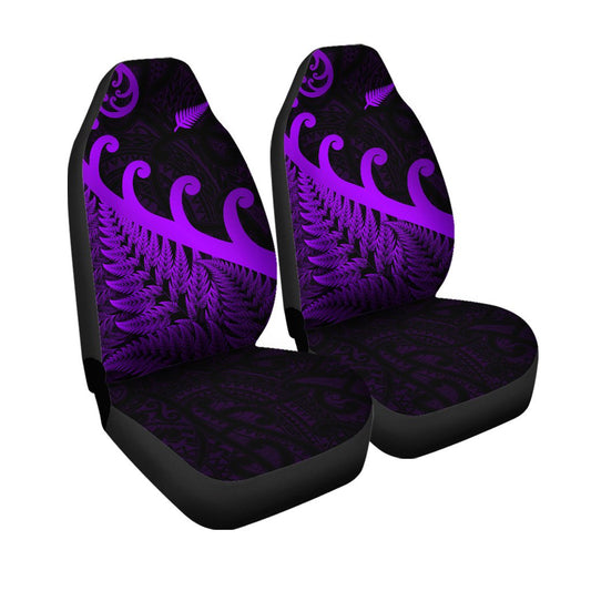 New Zealand Rugby Maori Car Seat Cover Silver Fern Koru Vibes Purple