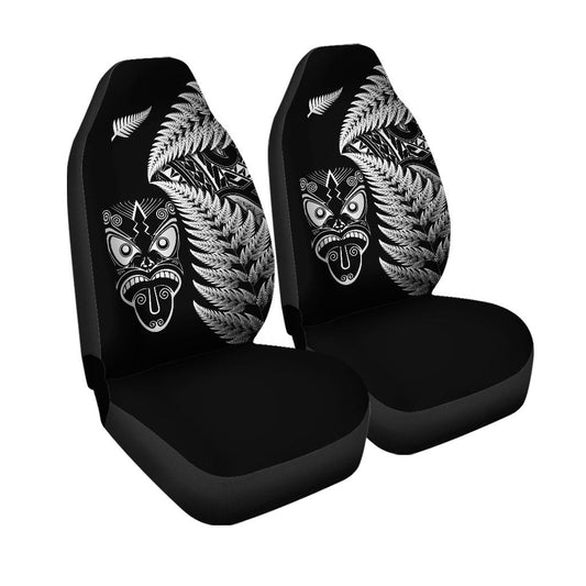 New Zealand Haka Rugby Maori Car Seat Cover Silver Fern Vibes Black