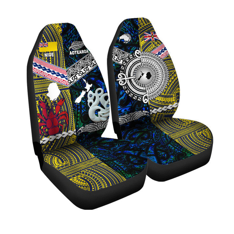 New Zealand And Niue Car Seat Cover Together Blue