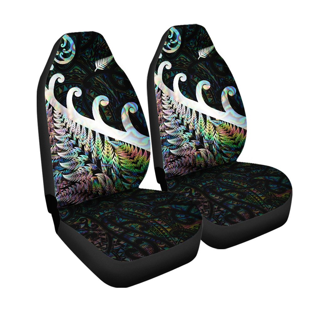 New Zealand Rugby Maori Car Seat Cover Silver Fern Koru Vibes Paua Shell