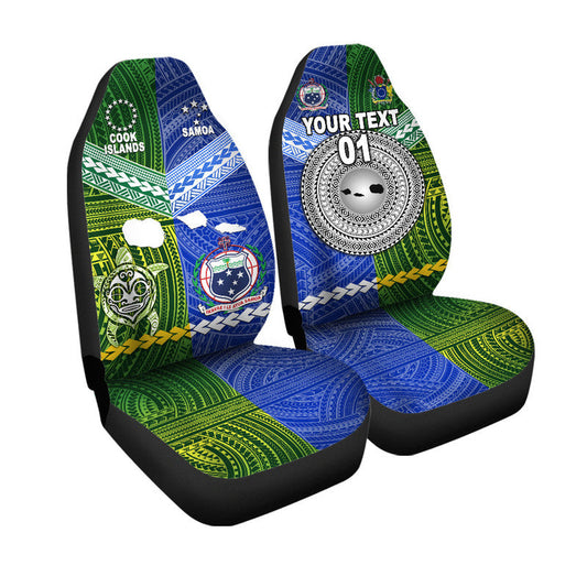 (Custom Personalised) Samoa And Cook Islands Car Seat Cover Together