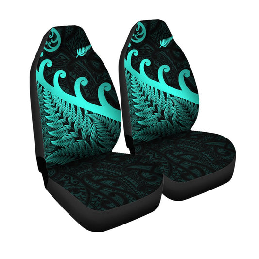 New Zealand Rugby Maori Car Seat Cover Silver Fern Koru Vibes Turquoise