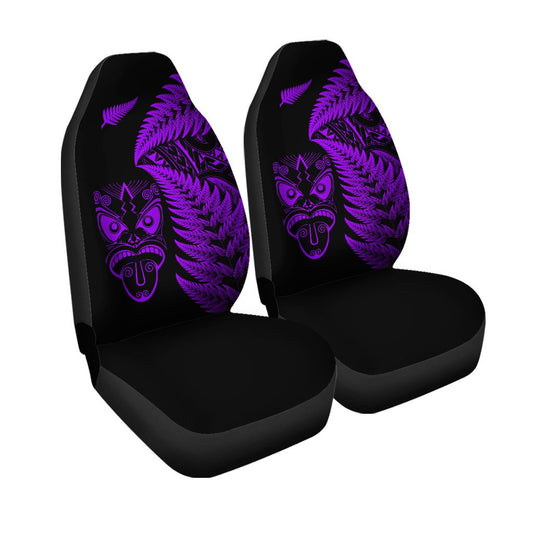 New Zealand Haka Rugby Maori Car Seat Cover Silver Fern Vibes Purple