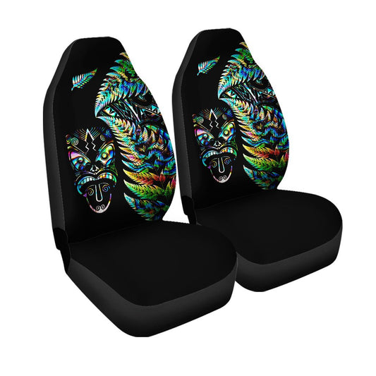 New Zealand Haka Rugby Maori Car Seat Cover Silver Fern Vibes Paua Shell