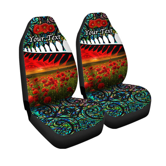 (Custom Personalised) New Zealand Maori ANZAC Car Seat Cover Poppy Vibes Paua Shell